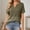 Green, variant on Womens T Shirts Solid Short Sleeve Notch V Neck Patchwork Top Tees for Women Blue L