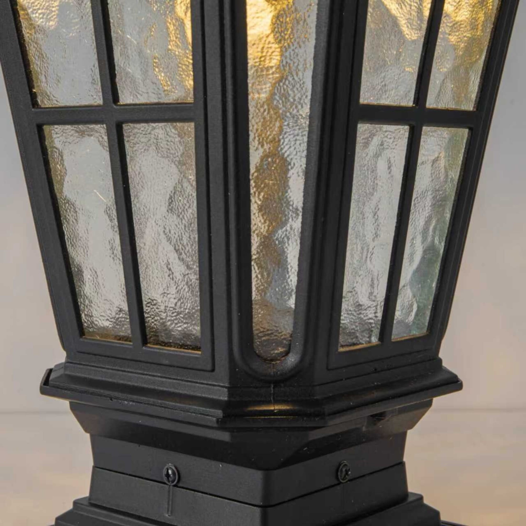 GDF Studio Outdoor Garden Post Light, Aluminum Vintage Pillar Lantern Porch Lamp, Matte Black