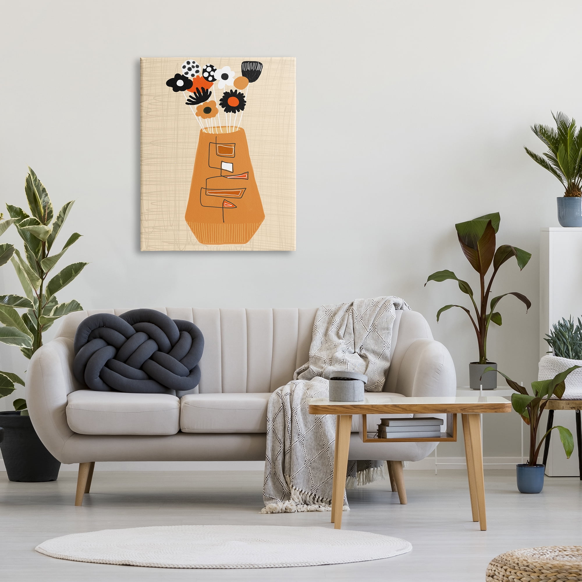 Stupell Industries Boho Orange Flower Vase Botanical & Floral Painting Gallery Wrapped Canvas Print Wall Art, 30 x 40