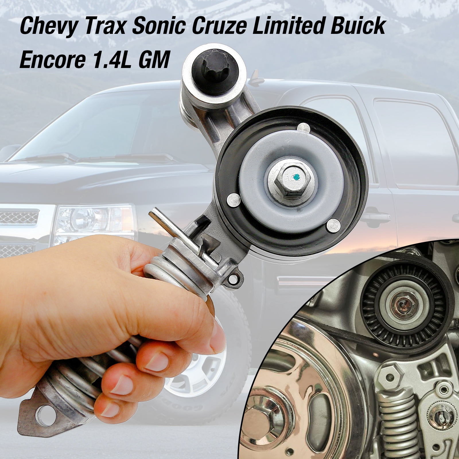Anxingo 25195388 Drive Belt Tensioner Assembly, Replacement for Chevy Trax Sonic Cruze Limited Buick Encore 1.4L, Replace 55565236