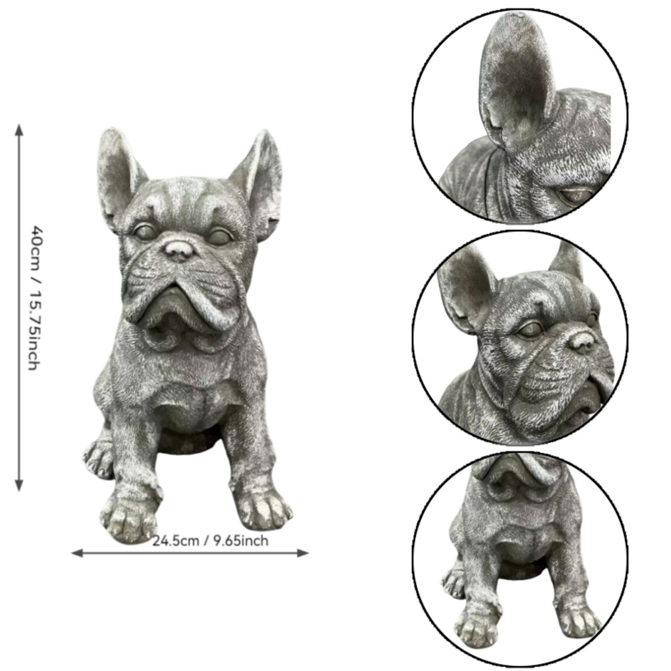 GDF Studio French Bulldog Resin Indoor/Outdoor Guardian Statue, Weather-Resistant Decor Figurine for Garden & Courtyard