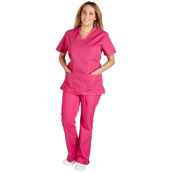 M&M Scrubs Women's Tie Back Solid Medical Scrub Set