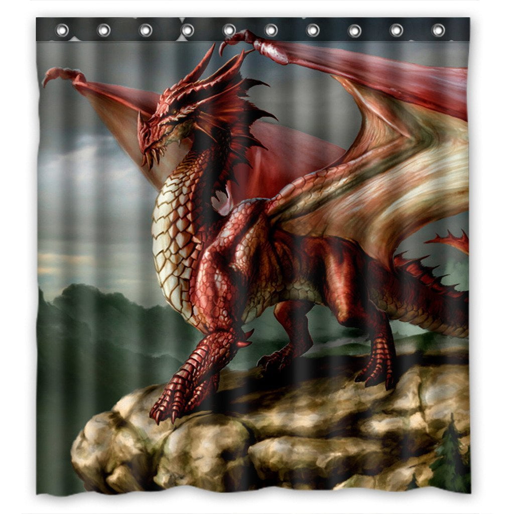 GCKG Sea Dragons And Fire Dragons Art Waterproof Polyester Shower