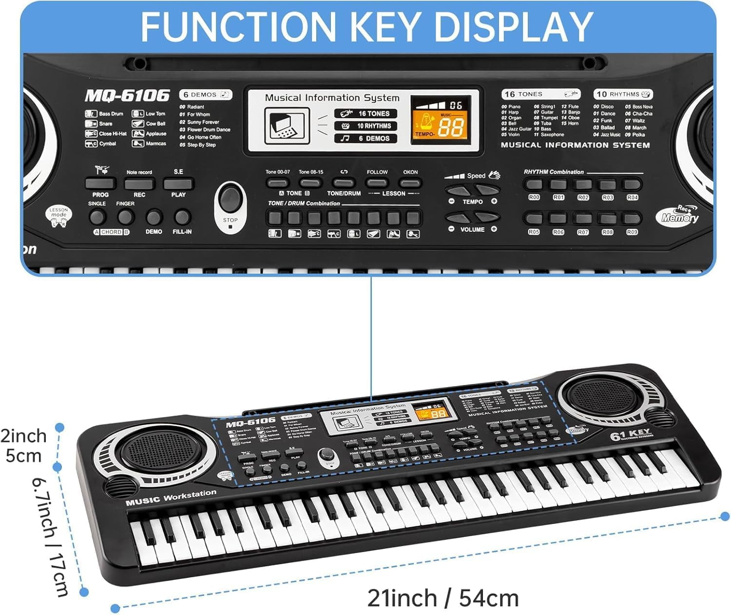 61 Key Music Electronic Keyboard Electric Digital Piano