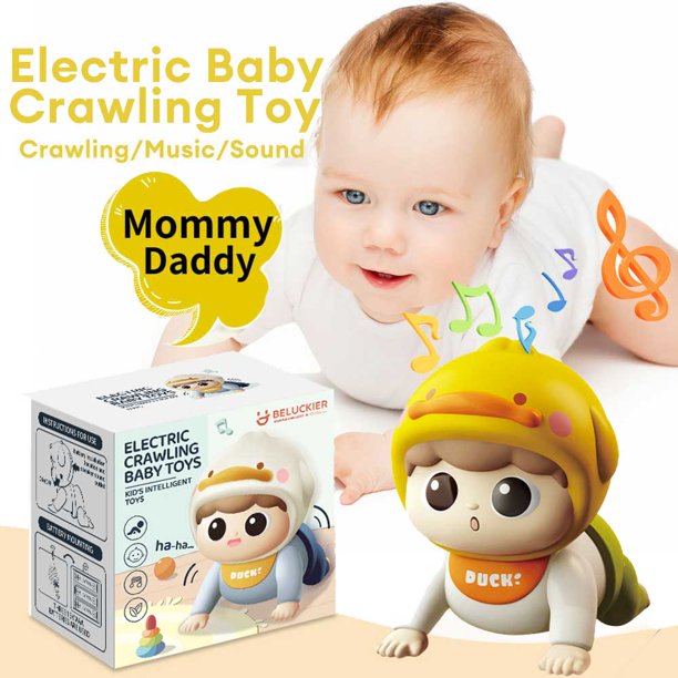 Juguetes de bebé para gatear con música eléctrica, muñeca de aprendizaje temprano para gatear, guía de entrenamiento para gatear correctamente, regalo de Navidad