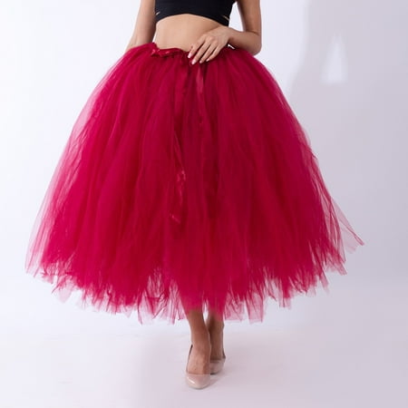 

JNGSA Tulle Skirts For Women Tulletutu Solid Color Skirt Bridesmaid Skirt Bubble Maternity Skirt Clearance Red
