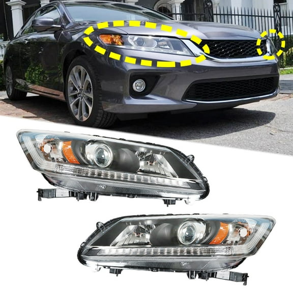 Pair of Headlight Housing Assembly Headlamps Fit for Honda Accord 2013-2015 (without Bulbs)