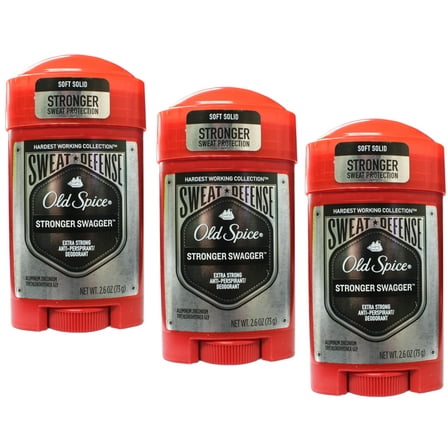 Old Spice Hardest Working Collection Sweat Defense Anti-Perspirant & Deodorant, Stronger Swagger 2.60 oz (Pack of 3)