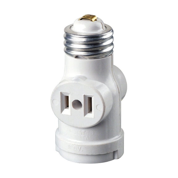 Leviton 1403-W 1403-W Plastic Keyless Lampholder W/Outlet