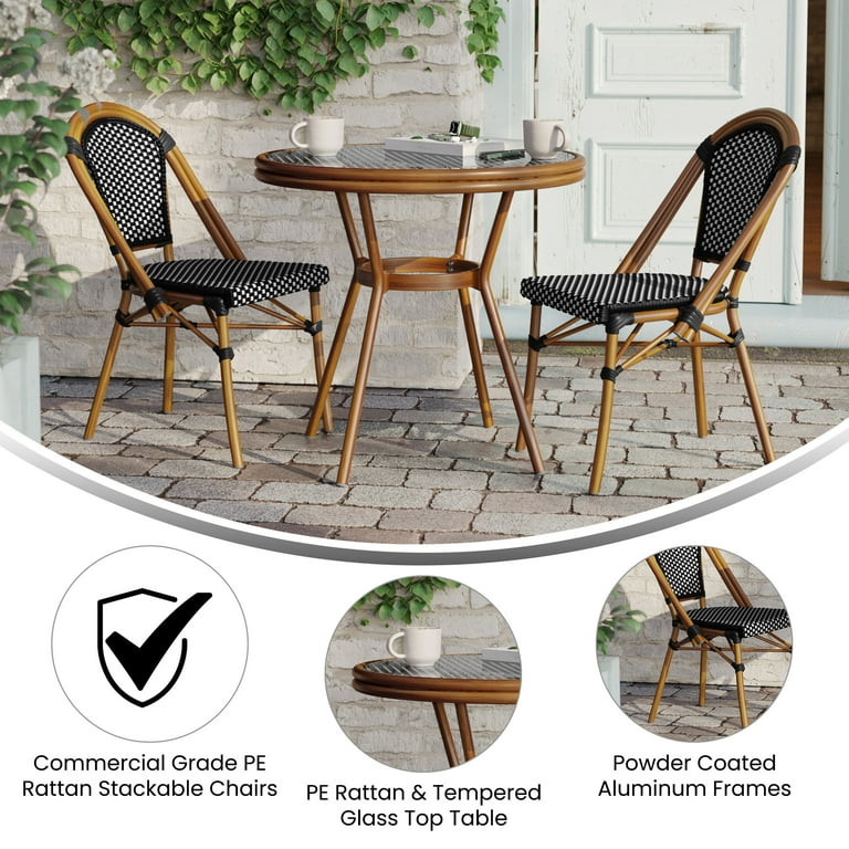 Rattan two chairs and table discount