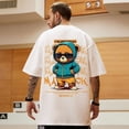 thumbnail image 3 of Camiseta holgada de algodón de manga corta para hombre, ropa de calle Harajuku con estampado de dibujos animados, Hip Hop, talla grande 5XL, 3 of 5