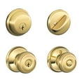 thumbnail image 2 of Schlage FB50N V GEO 505 B60 Single Cylinder Deadbolt and F51 Keyed Entry Georgian Knob Keyed Alike, Bright Brass Finish, 2 of 3