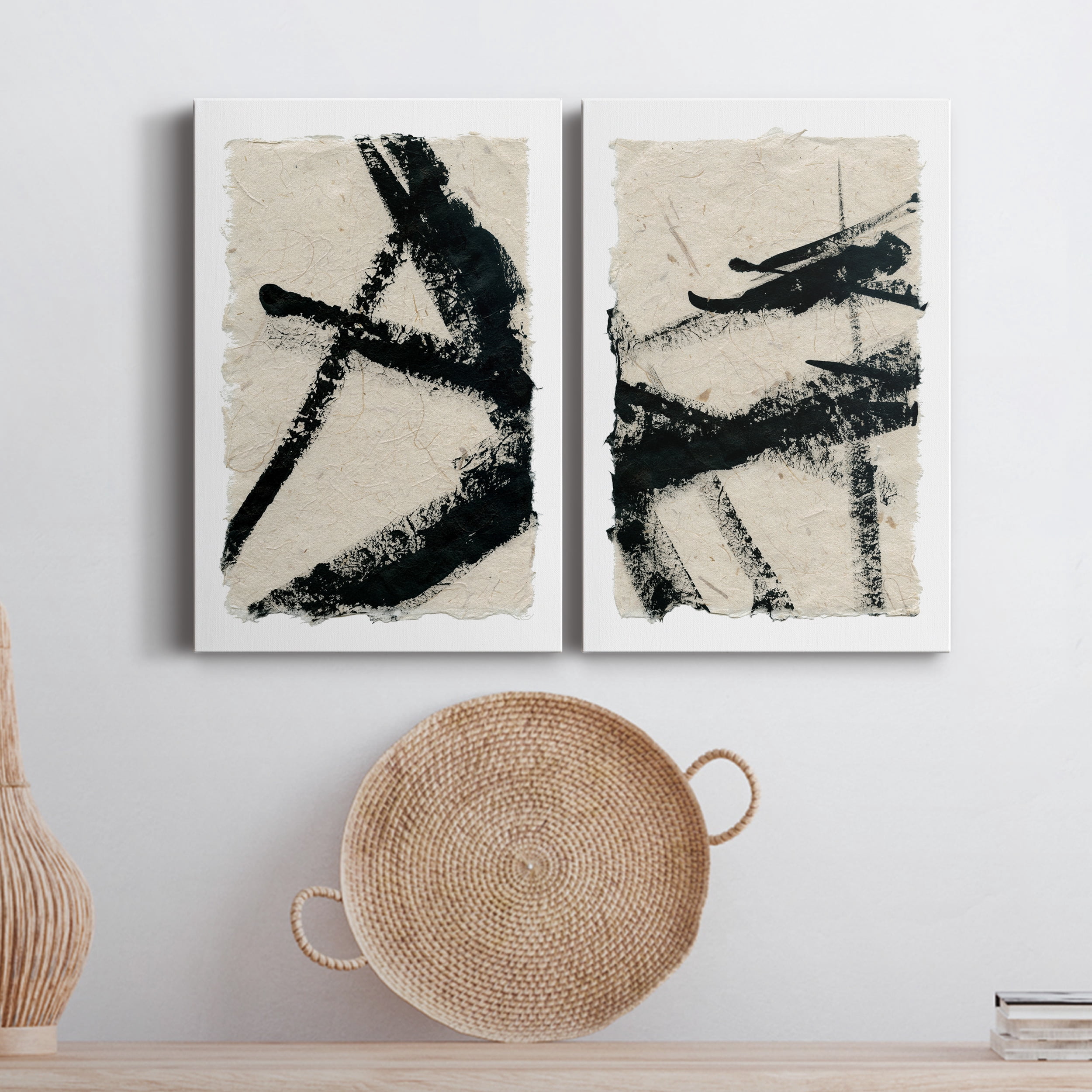 Lines Crossed I Premium Gallery Wrapped Canvas - Ready to Hang - Set of 2 - 24 x 36 Each