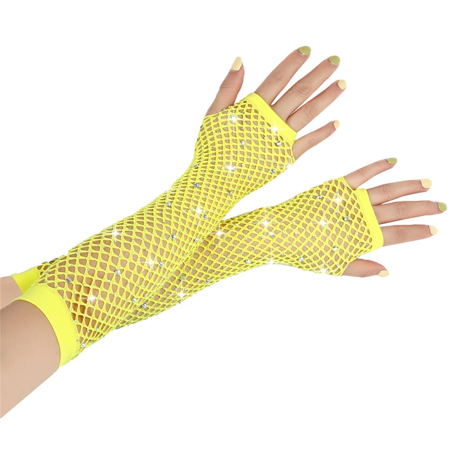 グランドセール 漫画 XMMSWDLA Gloves Fishnet 80s Gloves Neon Fishnet Fingerless Gloves