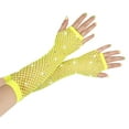 thumbnail image 4 of XMMSWDLA Fingerless Fishnet Neon Gloves 80s Fishnet Gloves Short Fishnet Mesh Fingerless Gloves For Women And Girls 80s 90s Party Accessories Supplies Mesh Gloves Yellow, 4 of 5