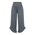 thumbnail image 6 of TRUBKH Cotton Linen Pants Women Wide Leg Linen Pants for Women Summer Button High Waist Linen Clothing for Women Wide Leg Cotton Linen Button Pants Button Up Wide Leg Long Pant Blue S-3XL, 6 of 8