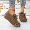 thumbnail image 5 of Domuza Women's Breathable Linen Canvas Platform Shoes Lace Up Non-Slip Wedge Sole Casual Walking Shoes for Daily Outdoor Wear 6.5（EU-37） 37, 5 of 6