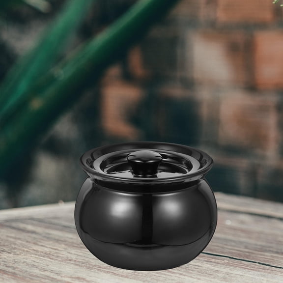 ifundom Black Ceramic Soup Pot with Lid, Kitchen Stew Bowl for Home Cooking and Restaurant Use, and Stylish