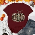 thumbnail image 2 of Womens T Shirts Tops Pumpkin Graphic Loose Fit Pure Color Round Neck Ladies Clothing,Wine,L, 2 of 3