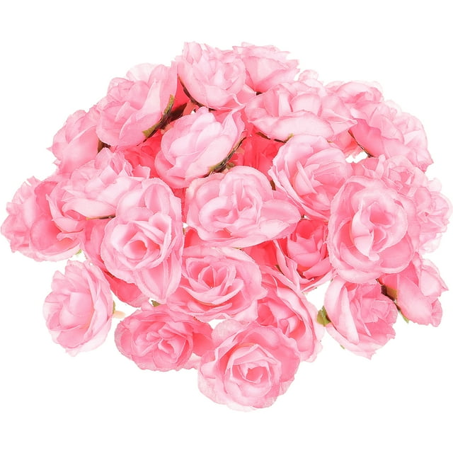 50pcs 3cm rosas artificiales cabezas de flores decoración de la boda (rosa)