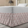 thumbnail image 1 of Pink Damask Bed Skirt, Monochrome Abstract Leaves and Floral Details Rhythmic Illustration, Elastic Bedskirt Dust Ruffle Wrap Around for Bedding Decor, 4 Sizes, Pale Salmon and White, by Ambesonne, 1 of 2