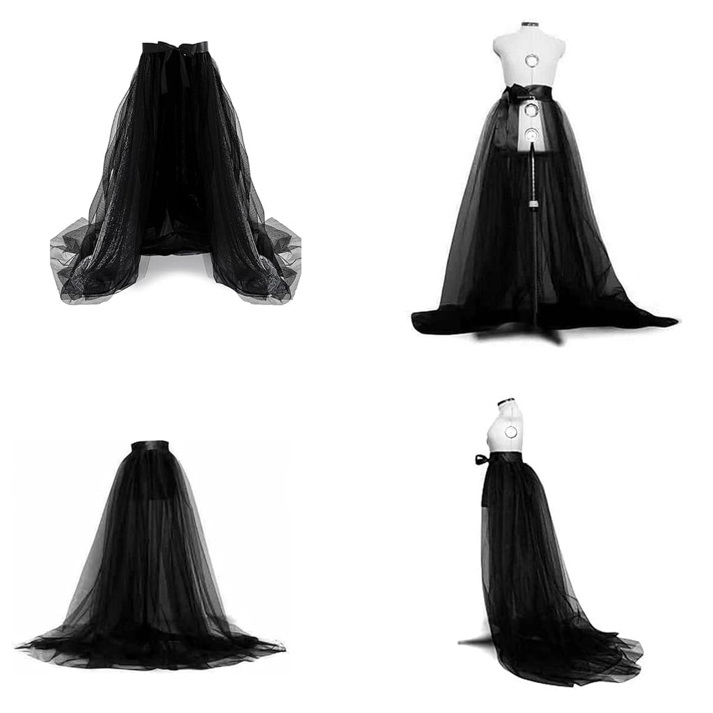 XISAOK Detachable Tulle Overskirt Skirt Black Bandage Bridal