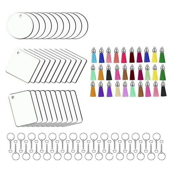 30Pcs Sublimation Blank Keychain Square Round Rectangle Heat Transfer Art Supplies DIY