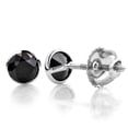 thumbnail image 1 of Ladies 14k Solitaire Black Round Natural 1.0 Ctw Diamond Bezel Stud Earrings (White Gold), 1 of 4