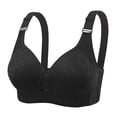thumbnail image 3 of Bigersell Women's Plus Size Wireless Bra - Comfort Wide Straps Full-Coverage Bras for Women V-Neck Lace Push up Padded Bras No Underwire Everyday Full Figure Wire-Free Bra Underwear Black 40BC, 3 of 4