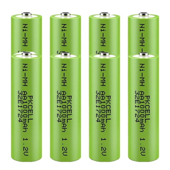 PKCELL AA Rechargeable Batteries, 1000mAh 1.2V NiMH Double A Battery for Garden Solar Light LED, Pack of 8