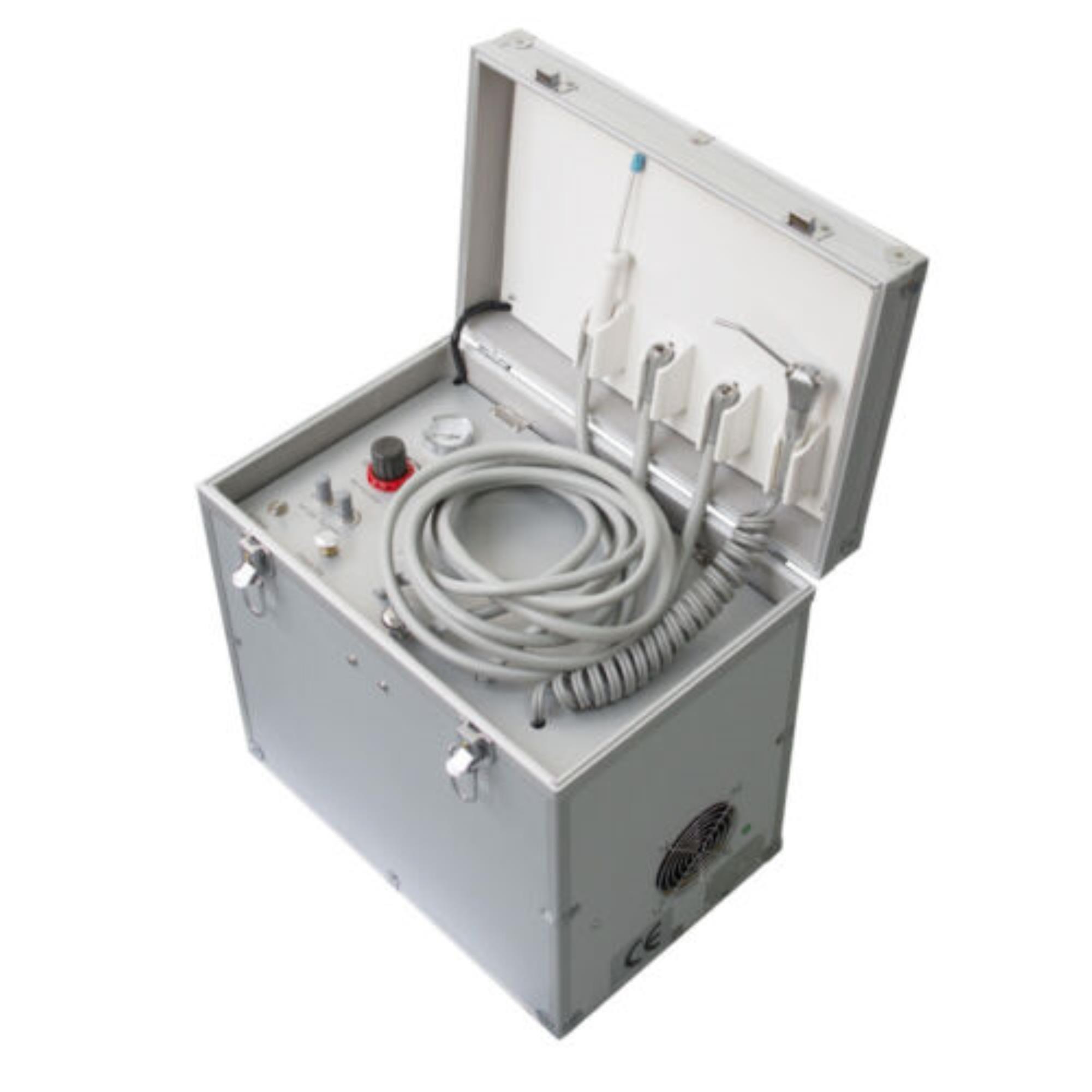 Efficient and Portable Dental Care System with Air Compressor, Turbine, Suction, and 4 Hole  in a Convenient Carry Case
