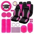 thumbnail image 3 of Car Cover Full Set Plush Steering Wheel Cover Fluffy Soft Wool Handbrake Gear Rose Red, 3 of 7