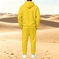 thumbnail image 4 of Garbnen Fleece Mens 2 Piece Hoodie Jogger Set Long Sleeve Drawstring Pullover Hoodies and Sweatpants Workout Athletic Warm Plush Tracksuit Men Yellow, 4 of 6