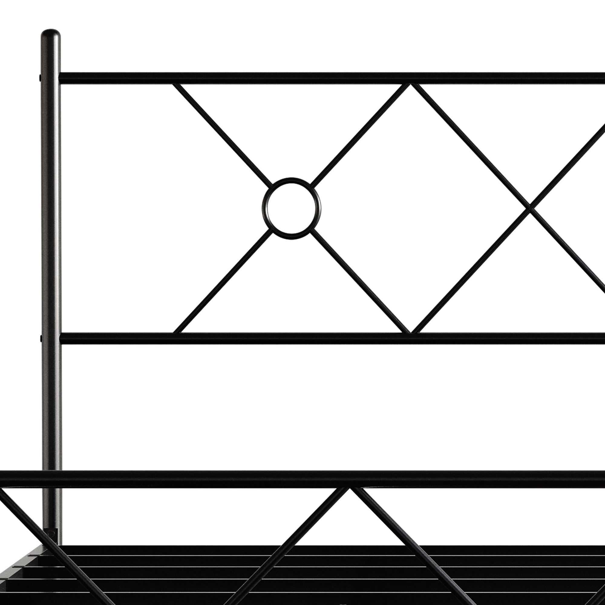Home Design Marietta Full Modern Metal Bed, Diamond Pattern Design, No Box Spring Needed, Black, Easy Assembly