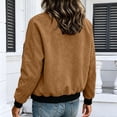 thumbnail image 6 of WAGUTH Women's Casual Bomber Jacket Full-Zip Long Sleeve Coats Soft Lightweight Suede Texture Jacket with Pockets,Brown,XXL, 6 of 6