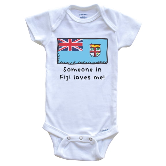 Someone in Fiji Loves Me Fijian Flag Cute Baby Bodysuit