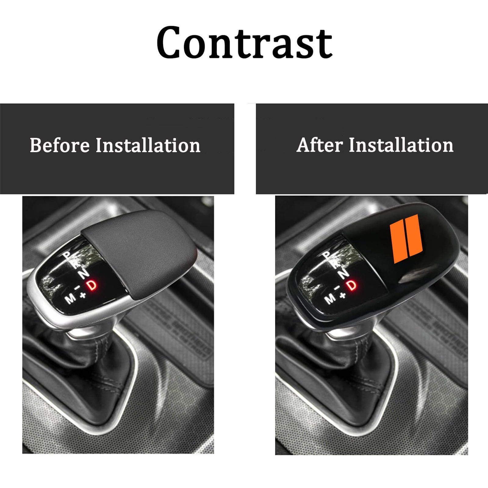 Gear Shift Knob Head Cover Trim For Dodge Challenger Charger 2015-2024 Interior Decoration Accessories For Durango 2016-2024 ABS -Challenger War Horse-Shift knob(all inclusive)-Black orange label