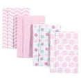 thumbnail image 2 of Luvable Friends Baby Girl Cotton Flannel Burp Cloths 4pk, Pink Dots Chevron, One Size, 2 of 2