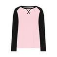thumbnail image 5 of Womens Plus Size T-Shirts, Crewneck Tees for Women Fall Casual Loose Fit Oversized Color Patchwork Raglan Long Sleeve Shirts, 5 of 5