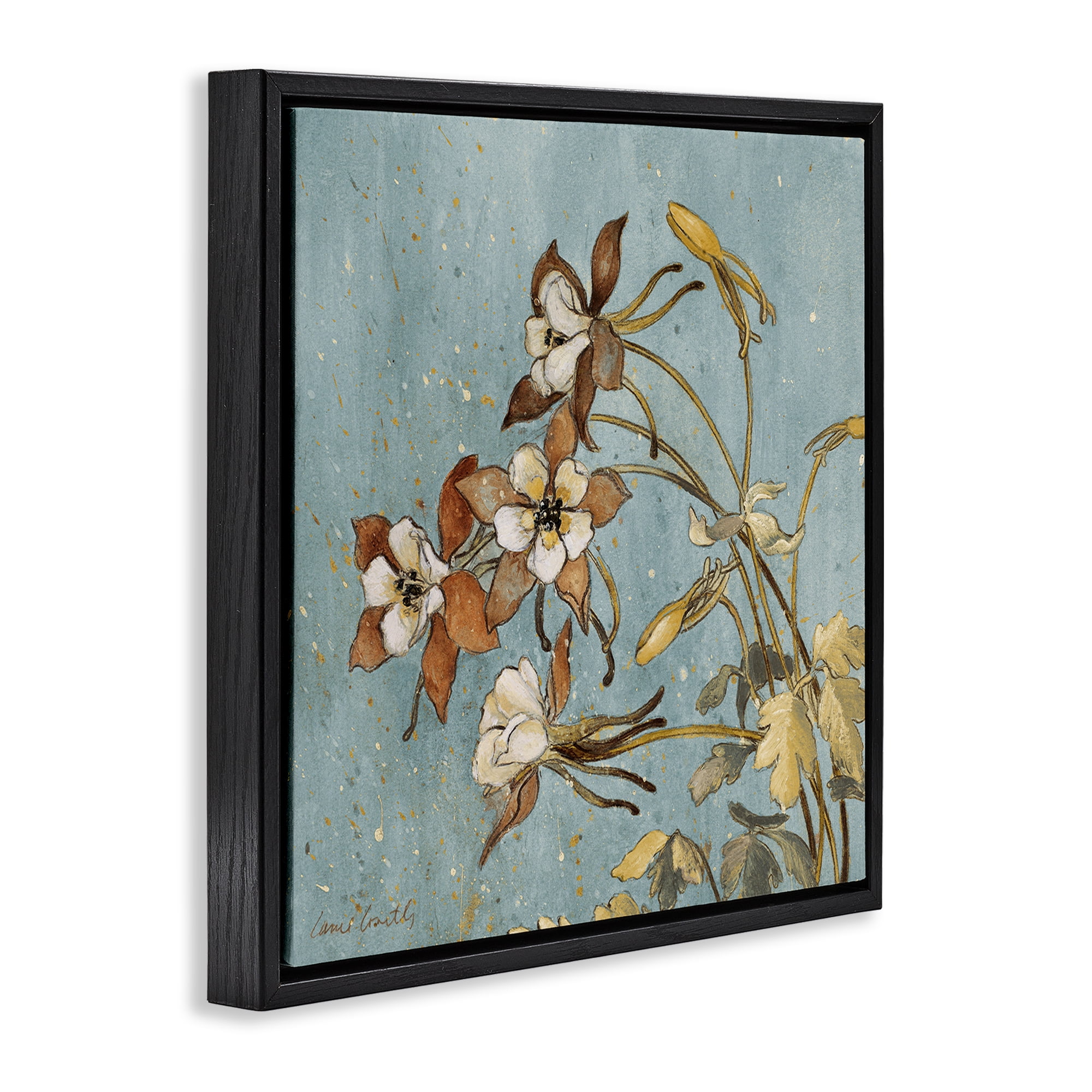 Stupell Industries Rustic Blooming Buds Botanical & Floral Painting Black Floater Framed Canvas Art Print Wall Art, 25 x 25