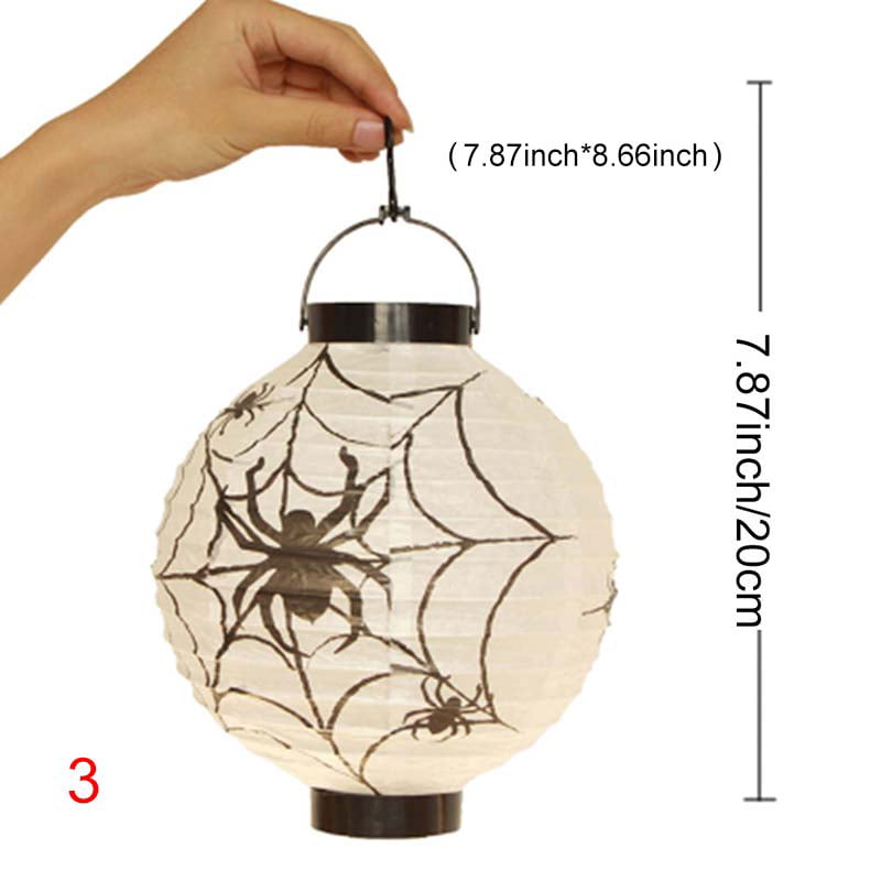 Spider Bat LED Paper Pumpkin Hanging Lantern Light Lamp Halloween Party Decor 