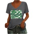 thumbnail image 3 of lcziwo Sales Today, St Patrick's Day Cotton Shirt for Women Fashion Letter Graphic Tee Tops Loose Casual U Neck Short Sleeve Tshirts Summer Athletic Blouses Dark Gray XL, 3 of 5