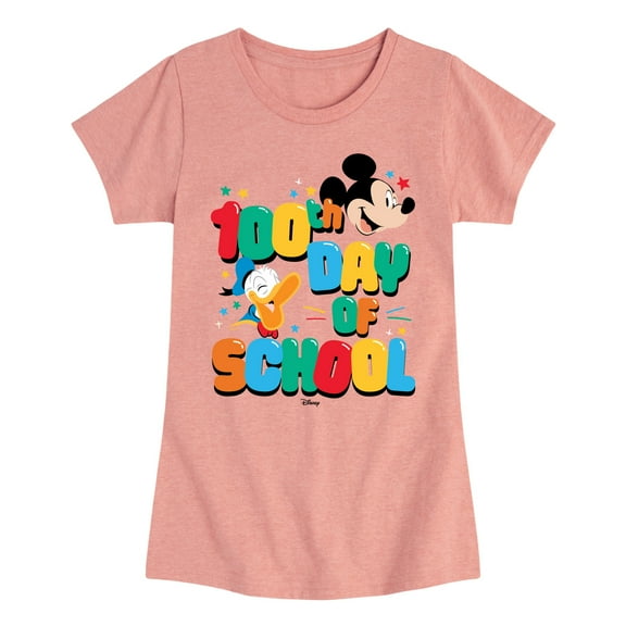 Disney - 100Th Day Of School - Girls Toddler And Toddler And Youth Fitted Short Sleeve Graphic T-Shirt
