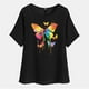 thumbnail image 4 of Vestidos Casuales Para Mujer, Blusas De Mujer De Moda Camisetas estampadas de moda para mujer, blusas casuales de lino holgadas de manga corta con cuello redondo y raglán, 4 of 7