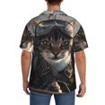 thumbnail image 3 of Fuzoiu Pilot Cat In Vintage Plane Print Men's Casual Short,Men's Short Sleeve Shirt,Mens Casual Button Down Shirts,Cuban Collar Summer Shirt for Beach, Vacation, and Outdoor Activities-X-Large, 3 of 5