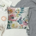 thumbnail image 2 of ONETECH  Throw Pillow Cover Navy Anemone Dusk Blue Pale Pink Gray White Watercolor Floral Corner Bouquet Arrangement Decorative Pillow Case Home Decor Square Pillowcase, 2 of 5