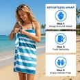 thumbnail image 6 of Unique Bargains Striped Lightweight Quick Dry Absorbent Beach Towel Aqua Blue 63" x 31", 6 of 8