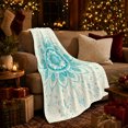 thumbnail image 3 of Teal Lotus Mandala on White, Peaceful Boho Style for Flower Lovers, Aqua Petal Medallion Pattern and Mother's Day Gift, Cozy Flannel Blanket for Sunroom and Reading Nook, Coastal Home Decor, 3 of 9
