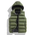 thumbnail image 3 of Atkumj Plus Size Mens Puffer Vest Casual Comfortable Hooded Full Zip Down Vest Fashion Warm Sleeveless Solid Color Puffy Vest with Side Pockets, 3 of 8
