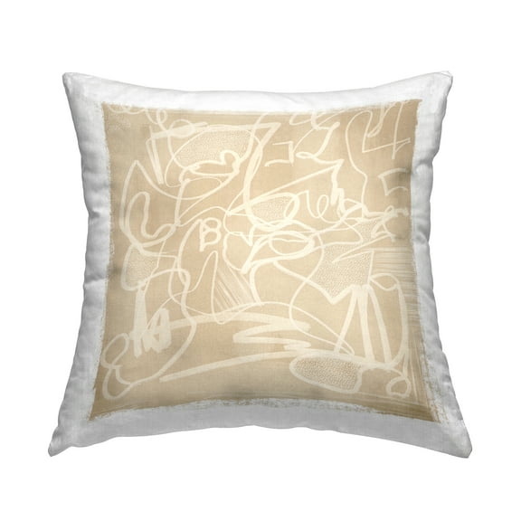 Stupell Industries Beige Abstract Squiggles Square Decorative Printed Throw Pillow, 18 x 18